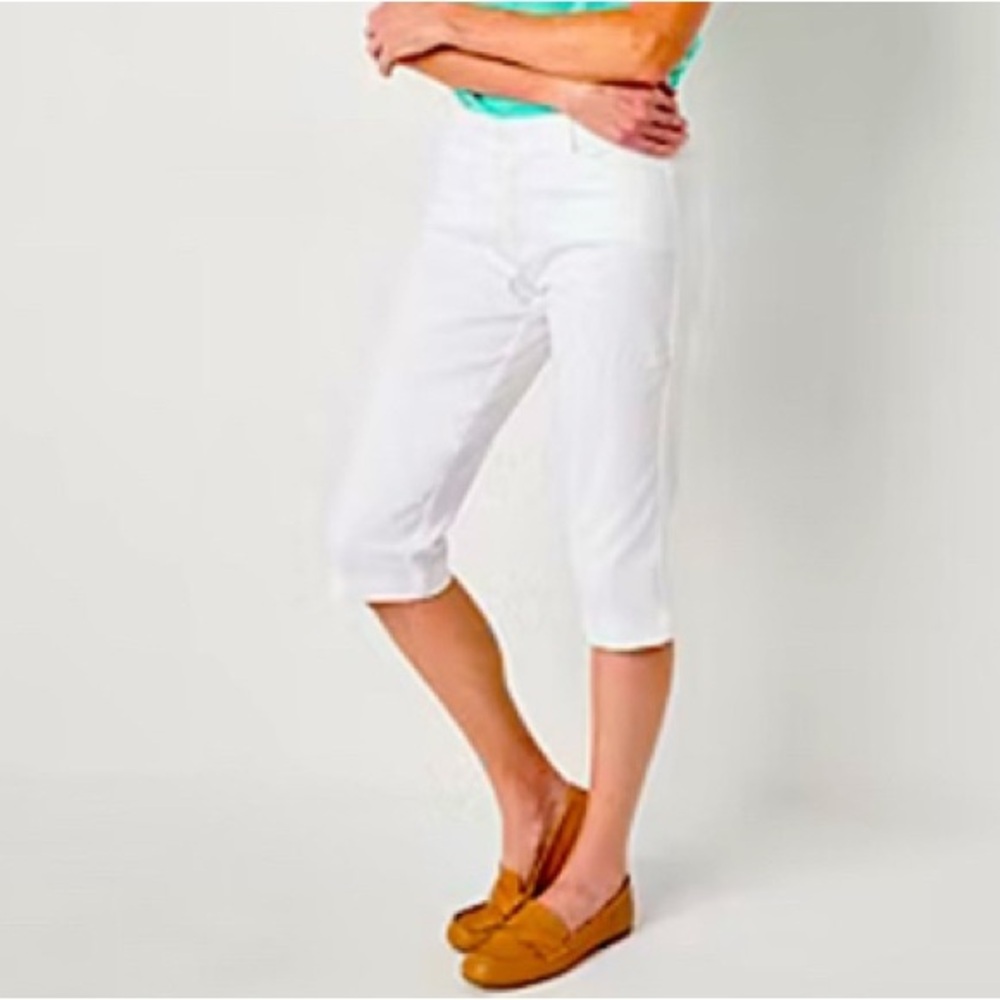 St. john Bays Ladies White Cotton Capri Pants, Size 16, Solid White NWT